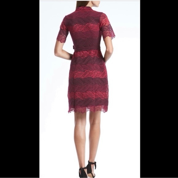 Banana Republic Lace Tie-belt Shirt Dress Belted Purple Pink Maroon
-Size 4-NWT - Picture 8 of 10